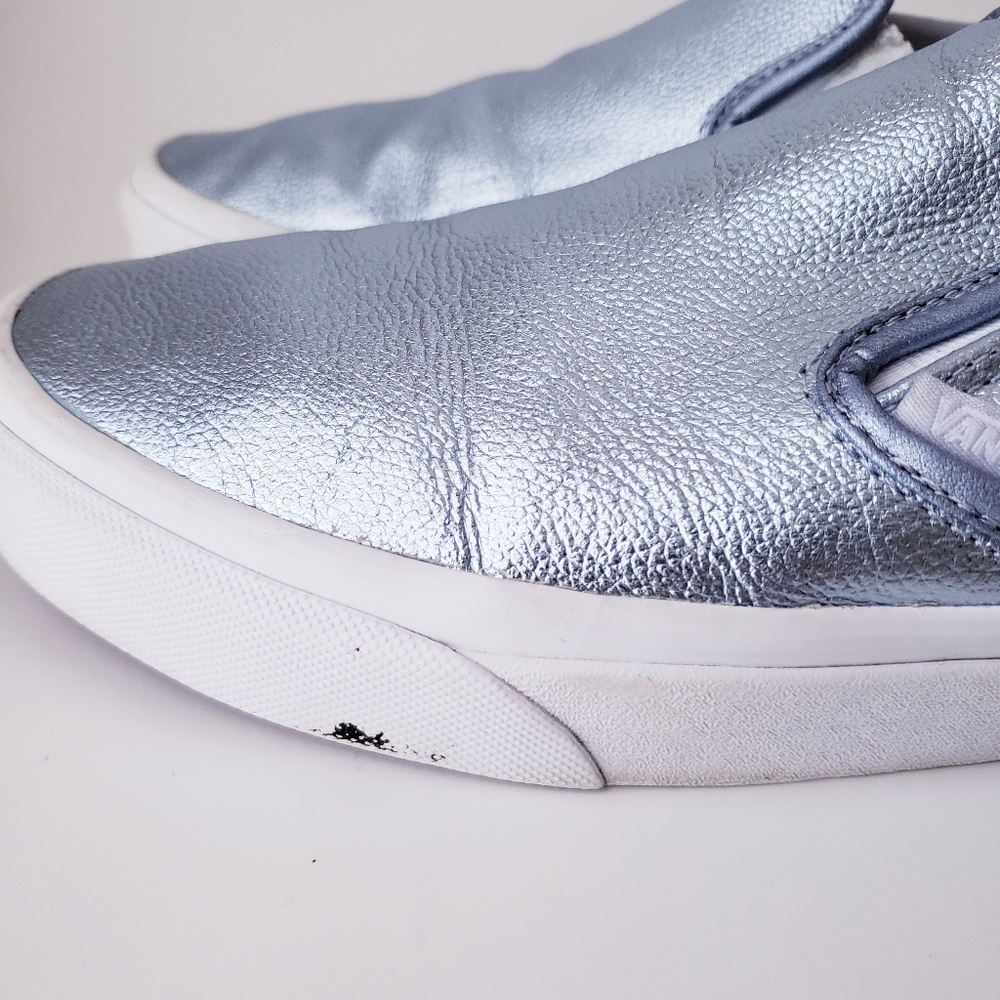 Vans Metallic Light Blue Classic Slip-on Shoes - Picture 7 of 14